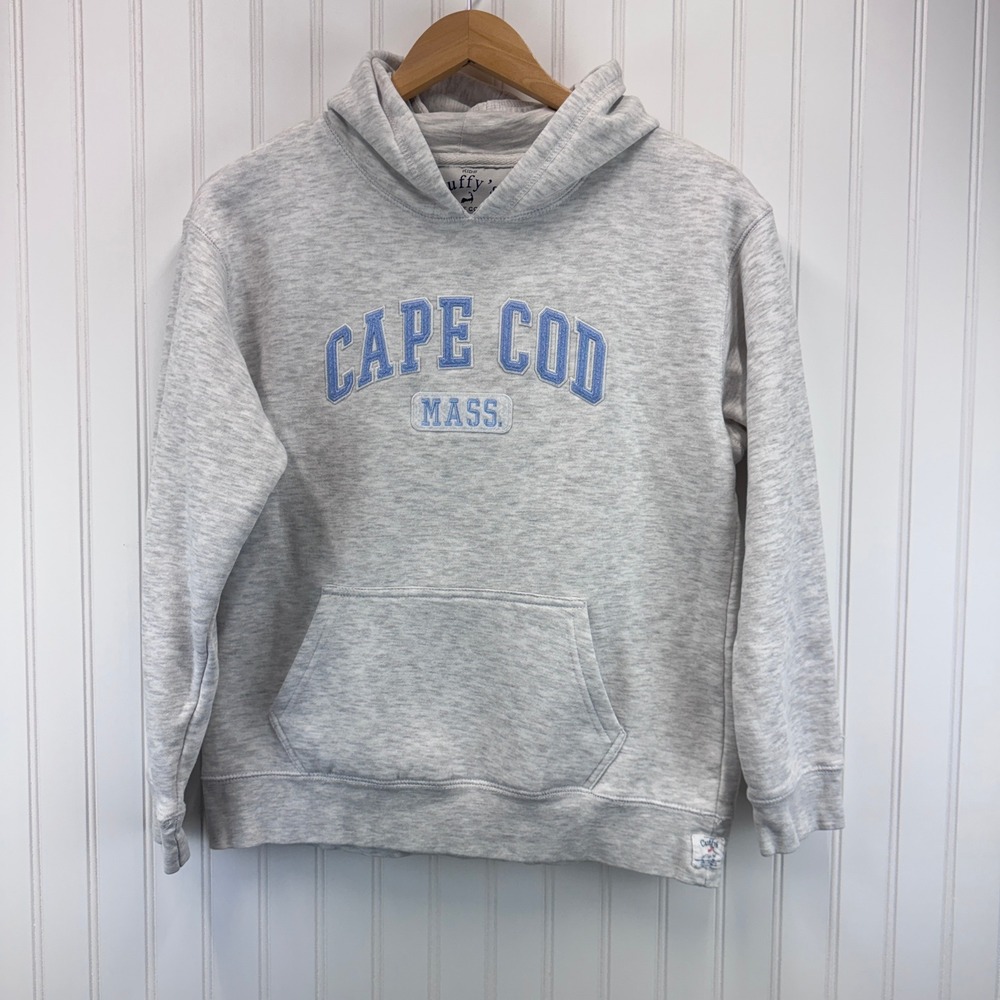 Cuffy's Cape Cod Hoodie Kids L 14-16 Gray Blue Embroidered‎ Sweatshirt Coastal